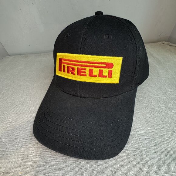 PIRELLI Tires Baseball Ball Trucker Racing Cap Hat Black Adjustable Hook & Loop - Picture 1 of 9